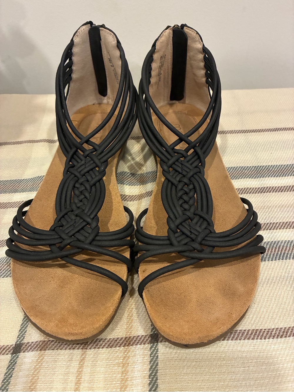 Adam Tucker by Me Too Black Braided Gladiator Sandals